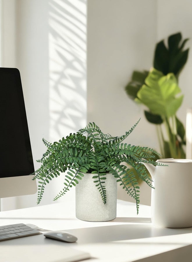 DuHouse Artificial Fern Potted Plant, Fake Greenery Plants in Pot, Faux Plant for Home Office Desk Shelf Bathroom Kitchen Farmhouse Tabletop Decoration - Image 3